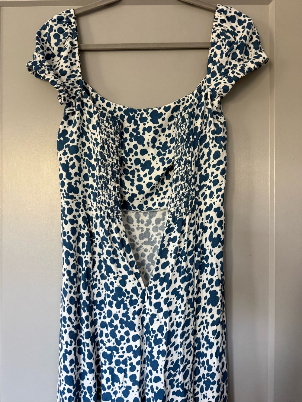Reformation Sienne Blue and White Puff Sleeve Midi Dress Sz 4 - Picture 10 of 12